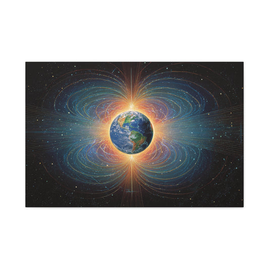 Earth with Magnetic Field Canvas | Stretched Matte Wall Art