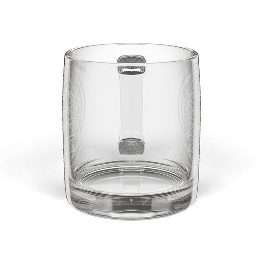 Flower of Life Engraved Glass Coffee Mug | 12oz