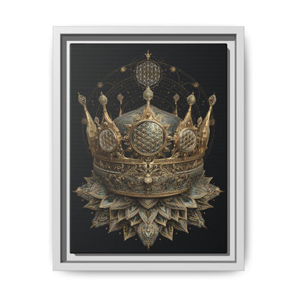 Ornate Crown Illustration Framed Canvas | Black Frame, Decorative Wall Art