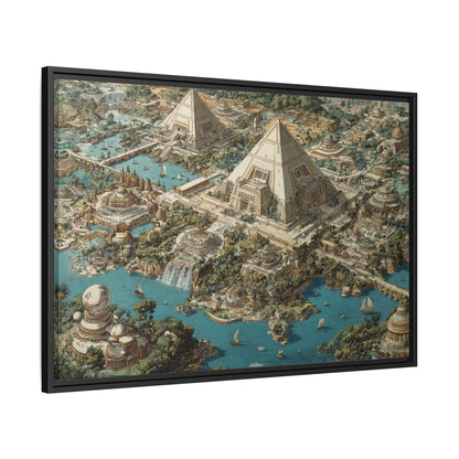 Ancient Pyramid City Matte Canvas Framed | Fantasy Landscape Wall Art