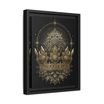 Ornate Crown Artwork Framed Canvas | Black Frame, Mandala Crown Print