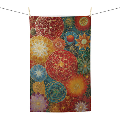 Flower of Life Mandala Microfiber Dish Towel Geometric Floral Pattern