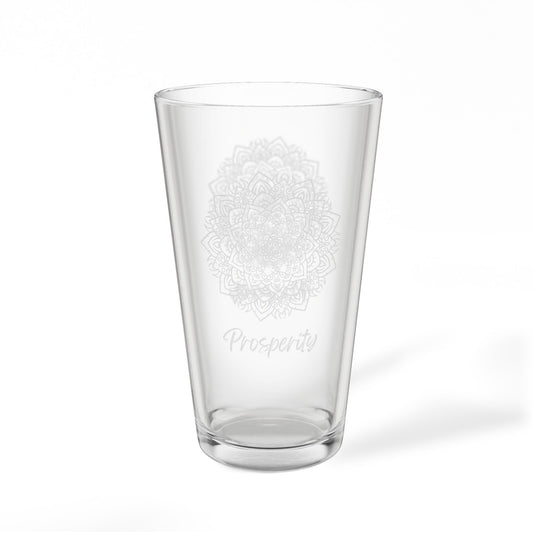 Prosperity Mandala Pint Glass | Engraved 16oz Mixing Glass