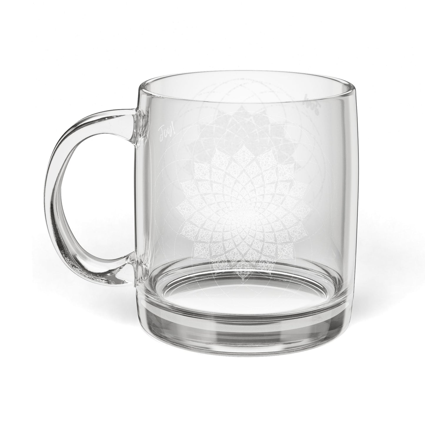 Geometric Mandala Engraved Glass Coffee Mug | 12.25oz
