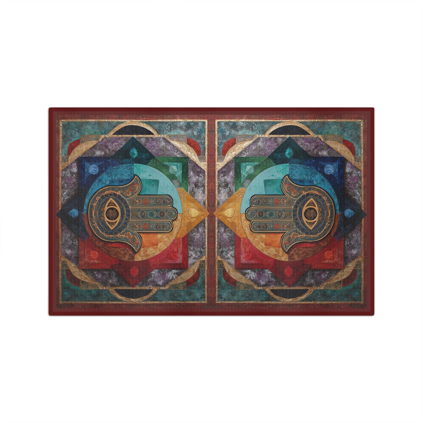 Hamsa Hand Mandala Microfiber Hand Towel | Boho Spiritual Kitchen Towel