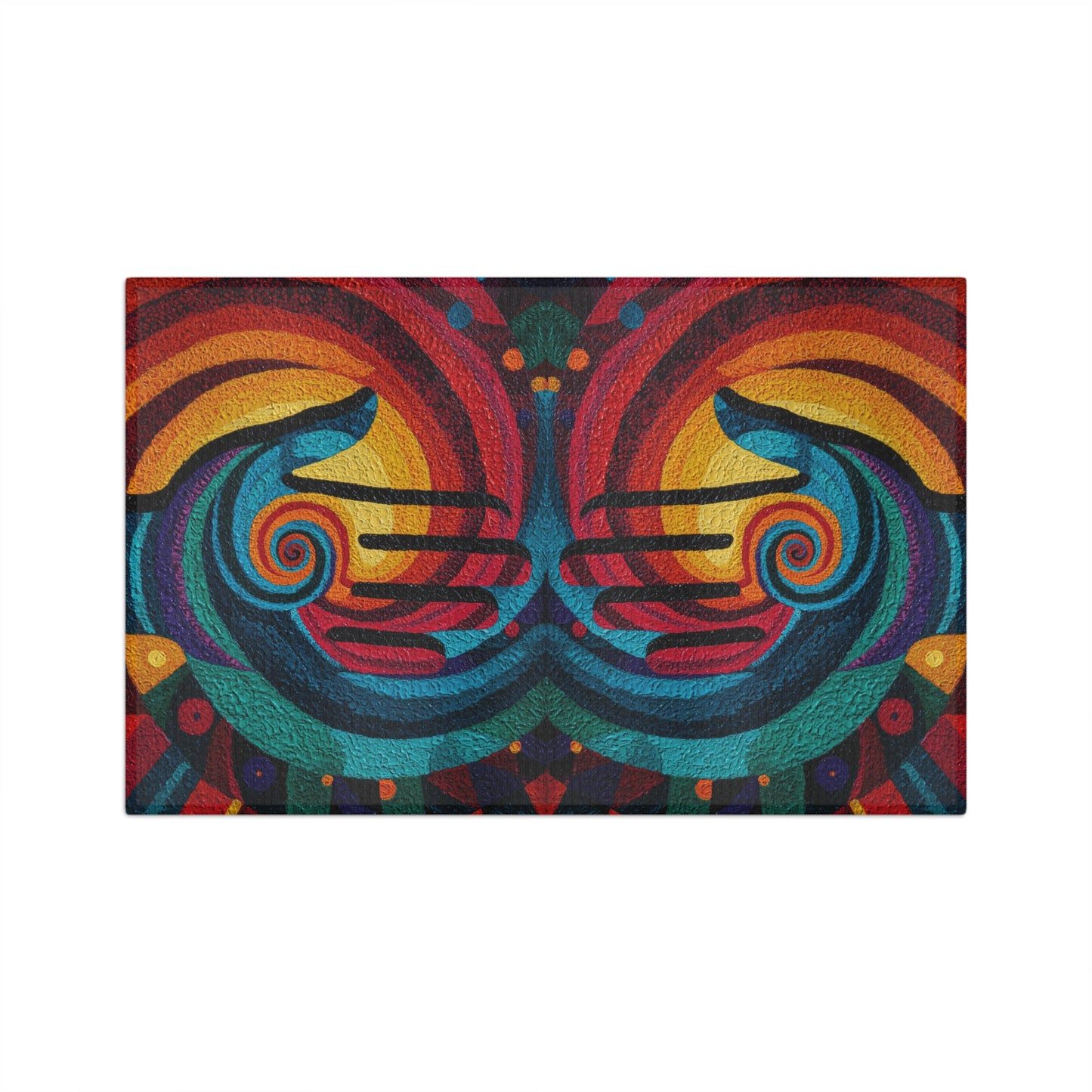 Colorful Abstract Swirl Dolphin Microfiber Hand Towel | Vibrant Ocean Mosaic