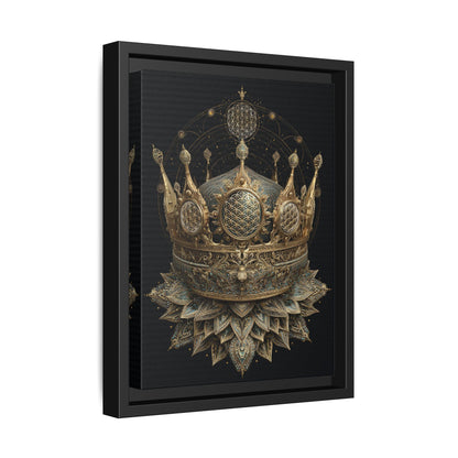 Ornate Crown Illustration Framed Canvas | Black Frame, Decorative Wall Art