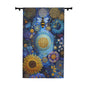 Bohemian Sunflower & Bee Window Curtain — Blue Floral Tapestry Panel