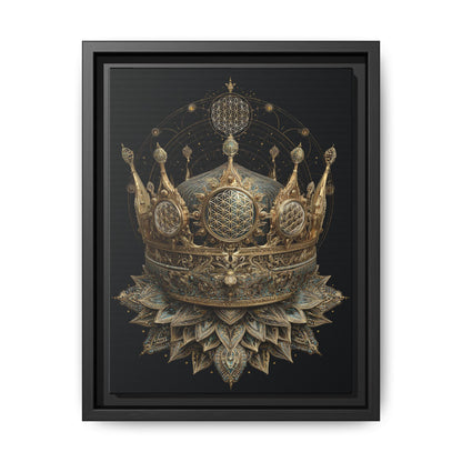 Ornate Crown Illustration Framed Canvas | Black Frame, Decorative Wall Art
