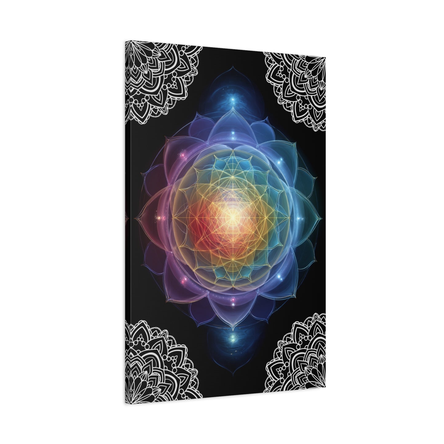 Sacred Geometry Rainbow Lotus Canvas