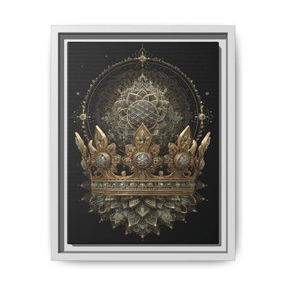 Ornate Crown Artwork Framed Canvas | Black Frame, Mandala Crown Print