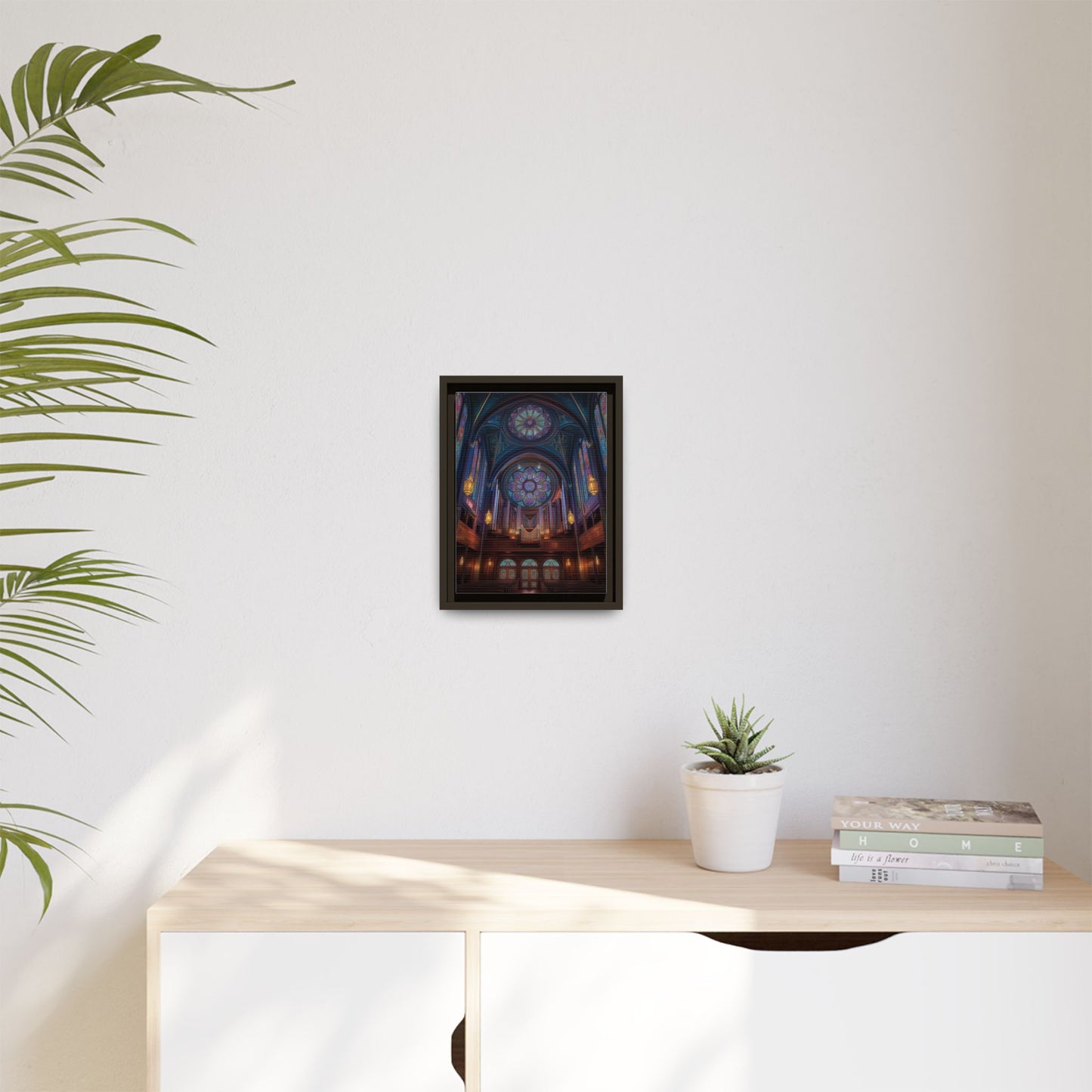 Stained Glass Cathedral Interior Matte Canvas Framed
