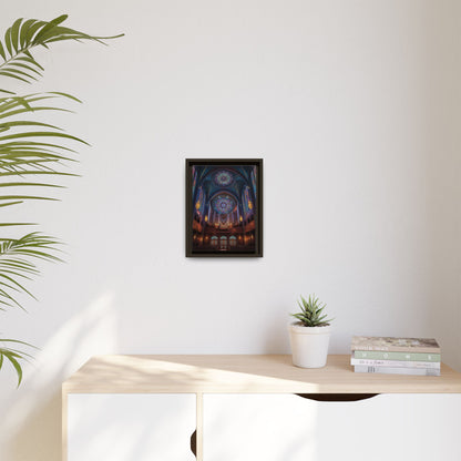 Stained Glass Cathedral Interior Matte Canvas Framed
