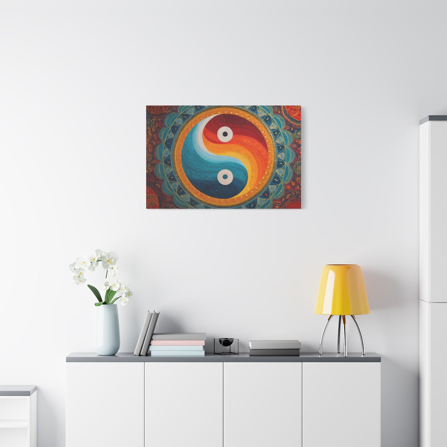 Colorful Yin Yang Mandala Matte Canvas