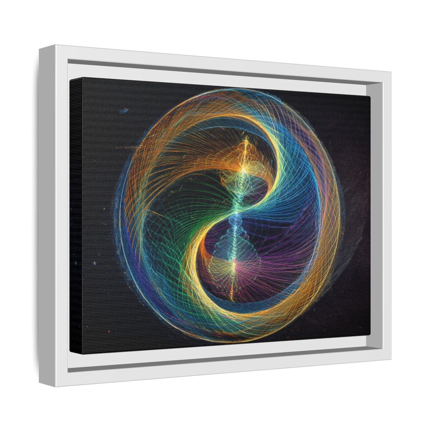 Colorful Yin Yang Spiral Vortex Abstract Fractal Framed Canvas