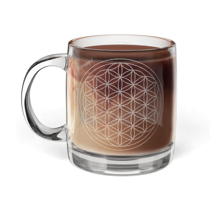 Flower of Life Engraved Glass Coffee Mug | 12oz