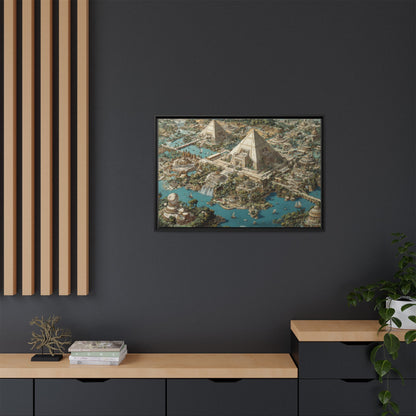 Ancient Pyramid City Matte Canvas Framed | Fantasy Landscape Wall Art