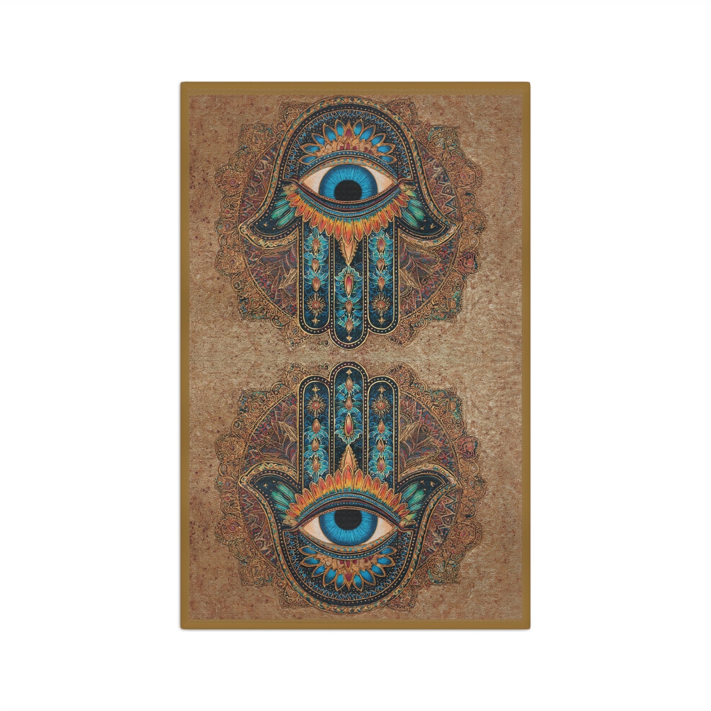 Hamsa Hand with Blue Eye Microfiber Hand Towel | Boho Mediterranean Kitchen