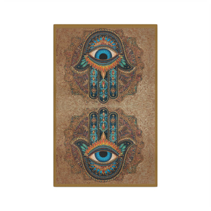 Hamsa Hand with Blue Eye Microfiber Hand Towel | Boho Mediterranean Kitchen