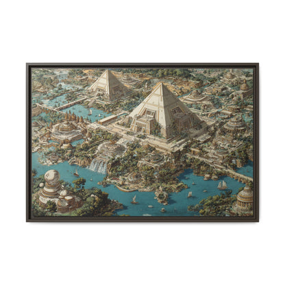 Ancient Pyramid City Matte Canvas Framed | Fantasy Landscape Wall Art