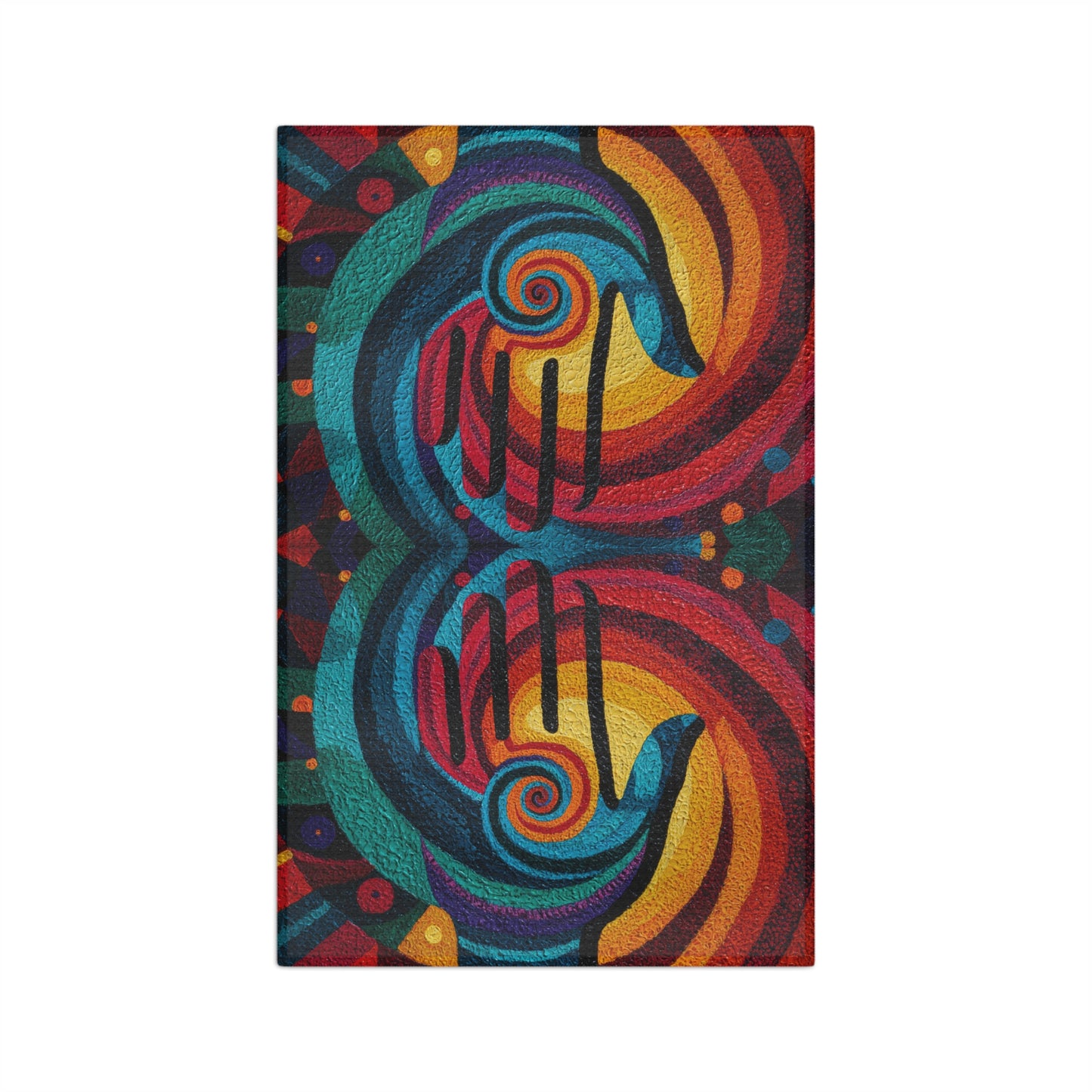 Colorful Abstract Swirl Dolphin Microfiber Hand Towel | Vibrant Ocean Mosaic