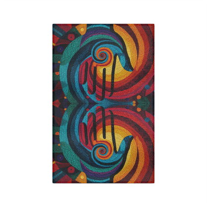 Colorful Abstract Swirl Dolphin Microfiber Hand Towel | Vibrant Ocean Mosaic