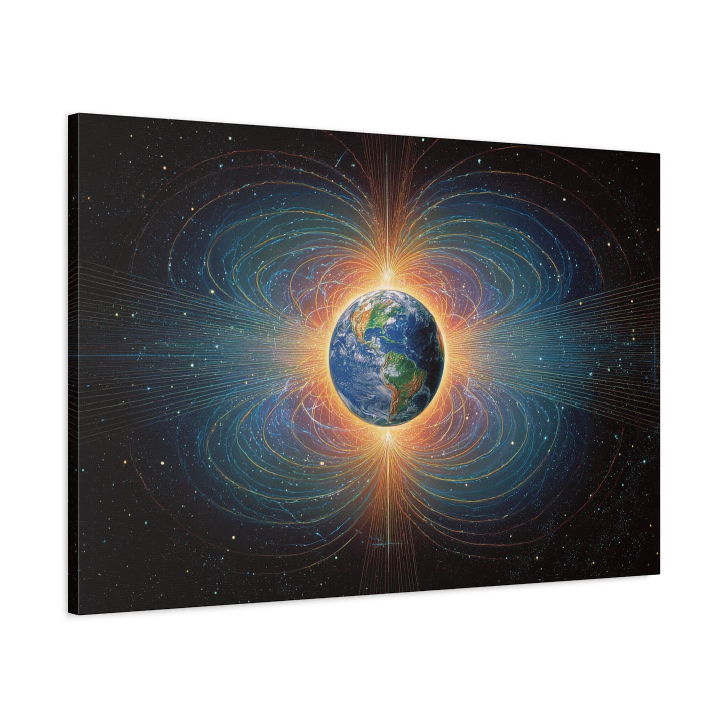 Earth with Magnetic Field Canvas | Stretched Matte Wall Art