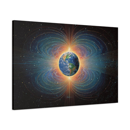 Earth with Magnetic Field Canvas | Stretched Matte Wall Art