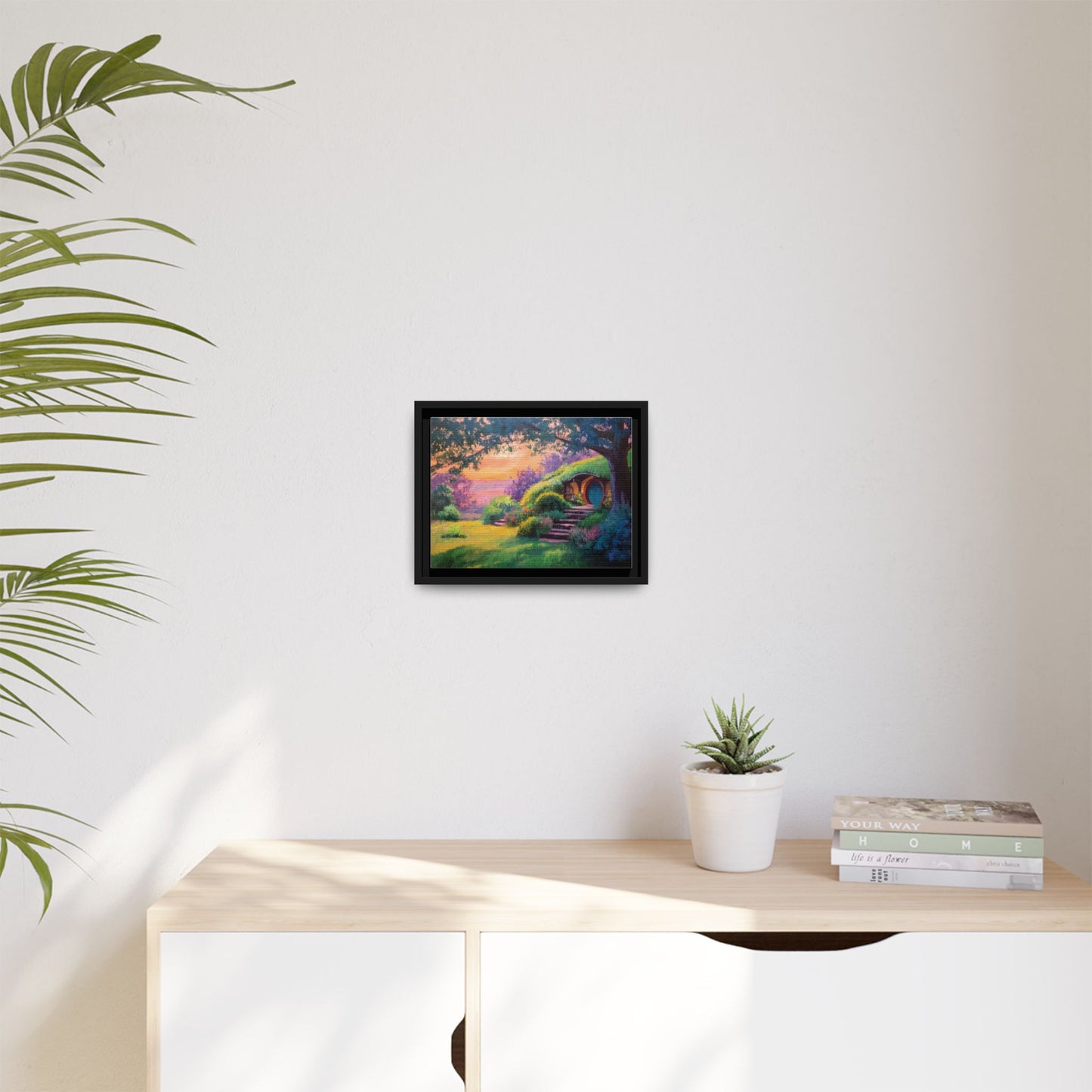 Hobbit House Landscape Matte Canvas Framed | Fantasy Cottage Wall Art