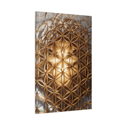 Christ Conscious Golden Flower of Life Pattern Matte Canvas