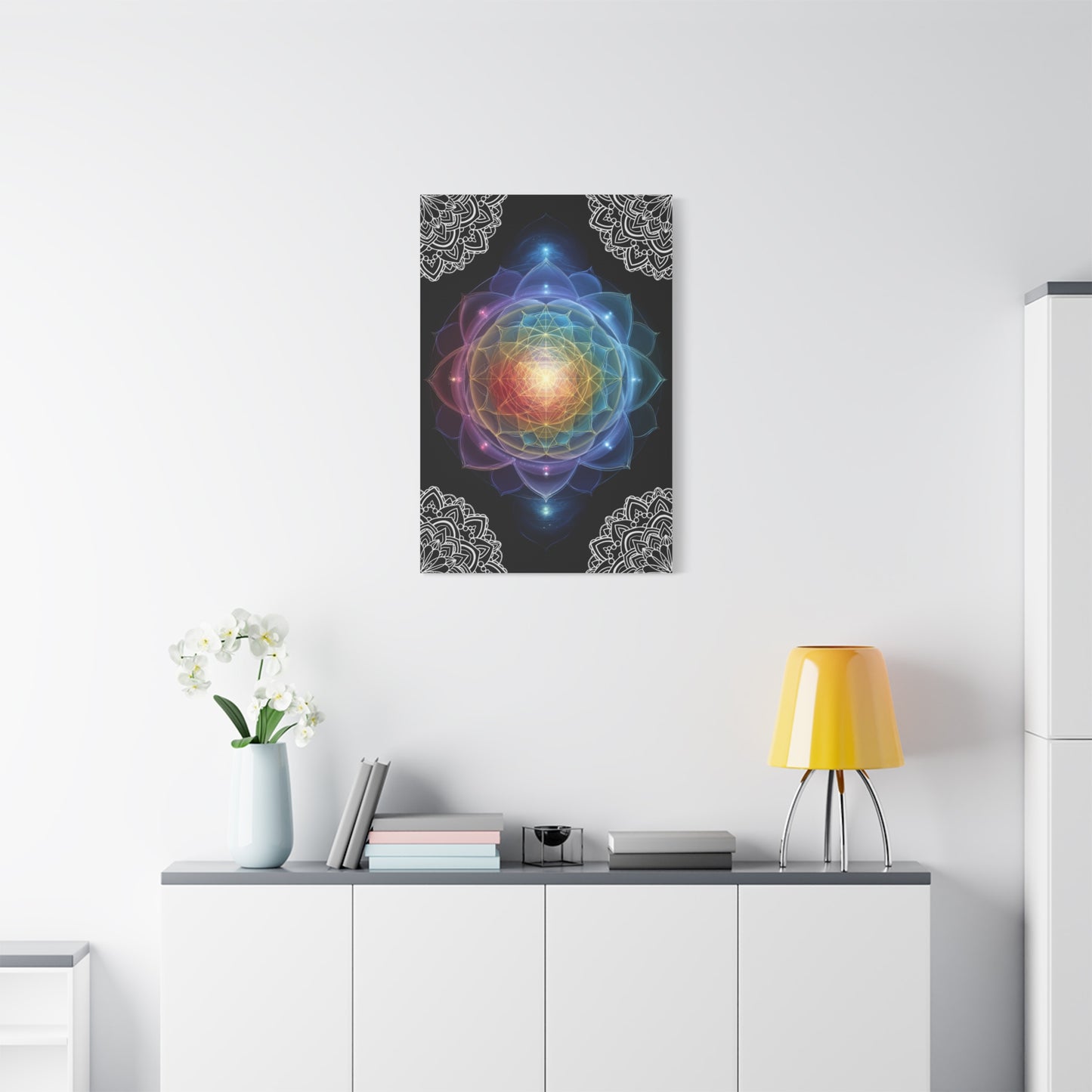 Sacred Geometry Rainbow Lotus Canvas