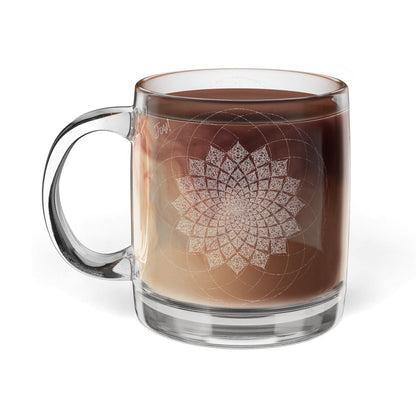 Geometric Mandala Engraved Glass Coffee Mug | 12.25oz