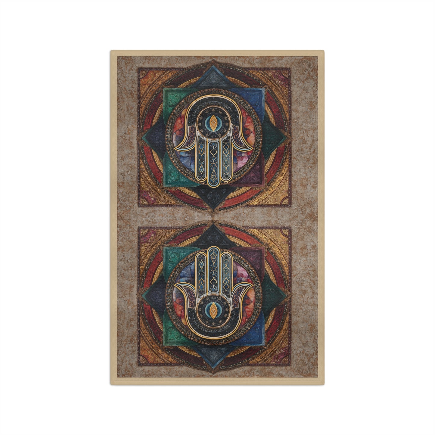 Hamsa Hand Mandala Microfiber Hand Towel | Boho Spiritual Kitchen Towel