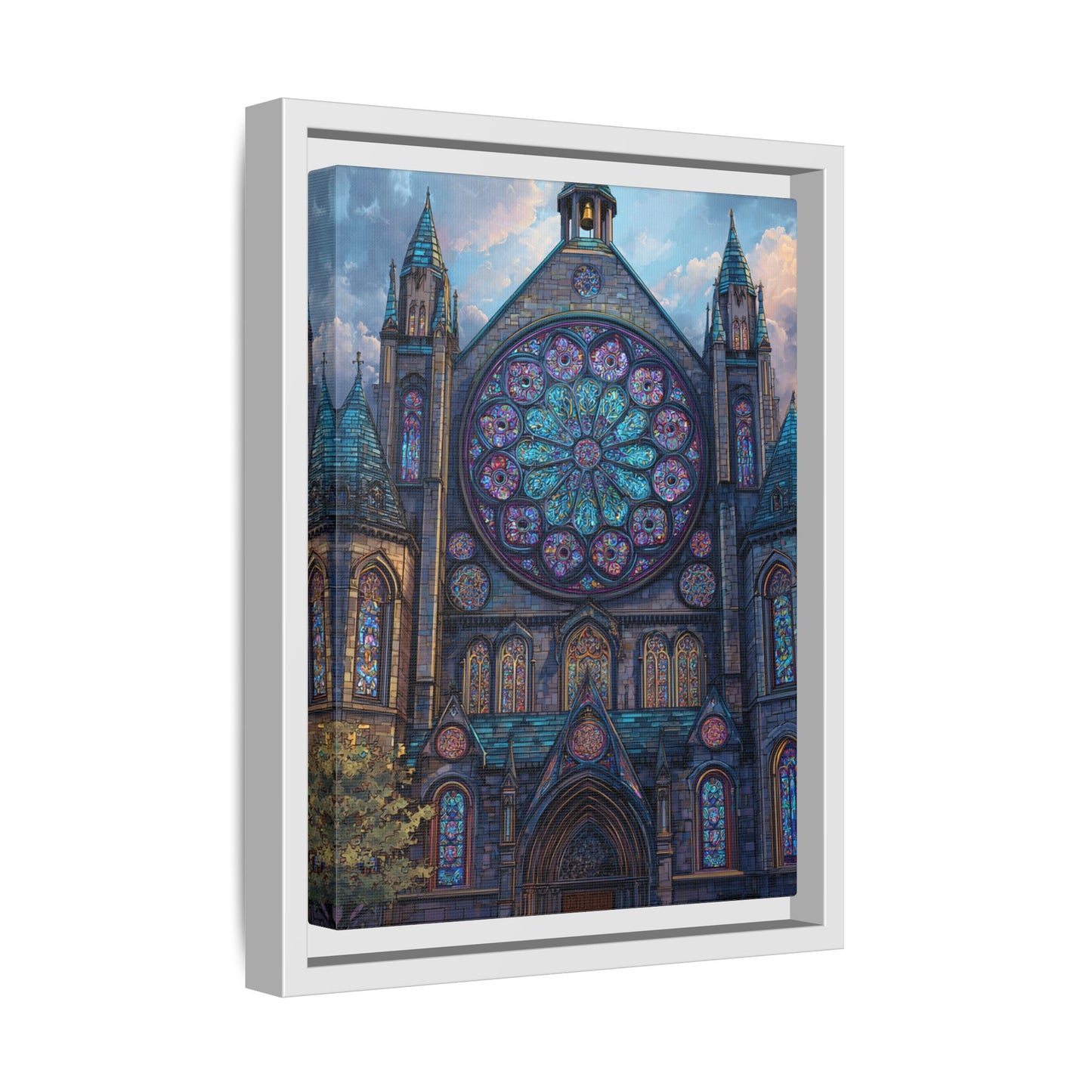 Stained Glass Healing Temple Rose Window Matte Canvas Framed