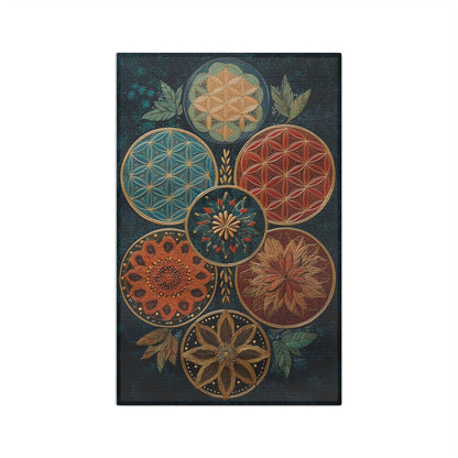 Floral Geometric Mandala Microfiber Dish Towel | Boho Circle Pattern