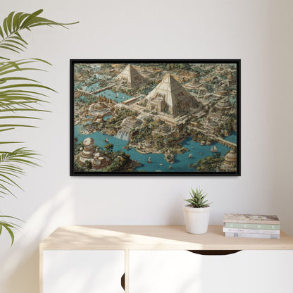 Ancient Pyramid City Matte Canvas Framed | Fantasy Landscape Wall Art