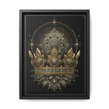 Ornate Crown Artwork Framed Canvas | Black Frame, Mandala Crown Print