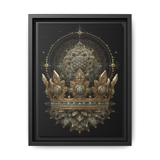 Ornate Crown Artwork Framed Canvas | Black Frame, Mandala Crown Print