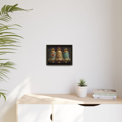Decorative Golden Bells Matte Canvas Framed | Mandala Pattern Wall Art