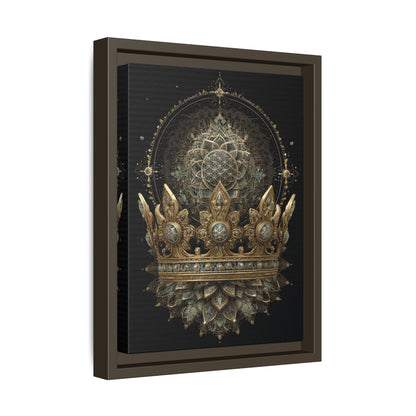 Ornate Crown Artwork Framed Canvas | Black Frame, Mandala Crown Print