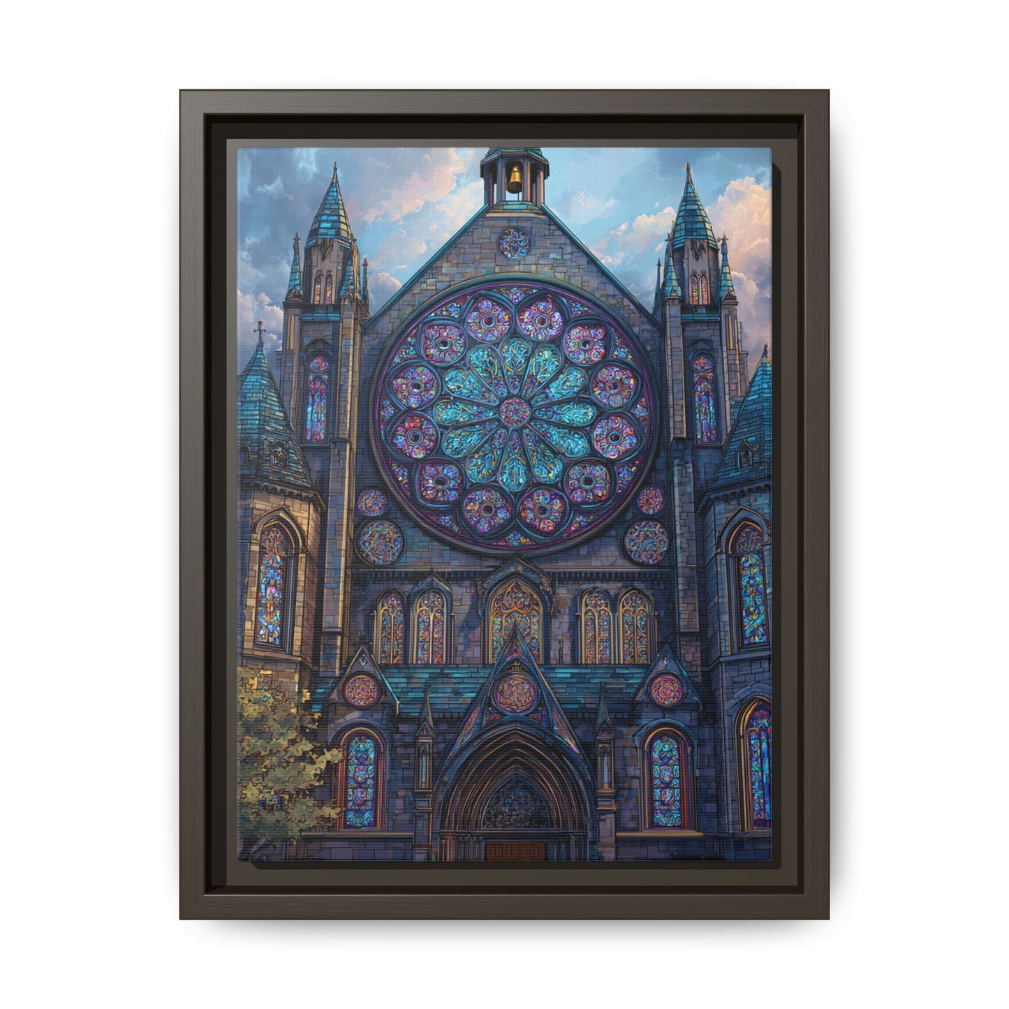 Stained Glass Healing Temple Rose Window Matte Canvas Framed