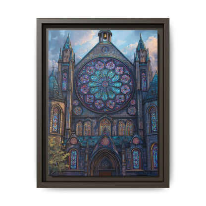 Stained Glass Healing Temple Rose Window Matte Canvas Framed