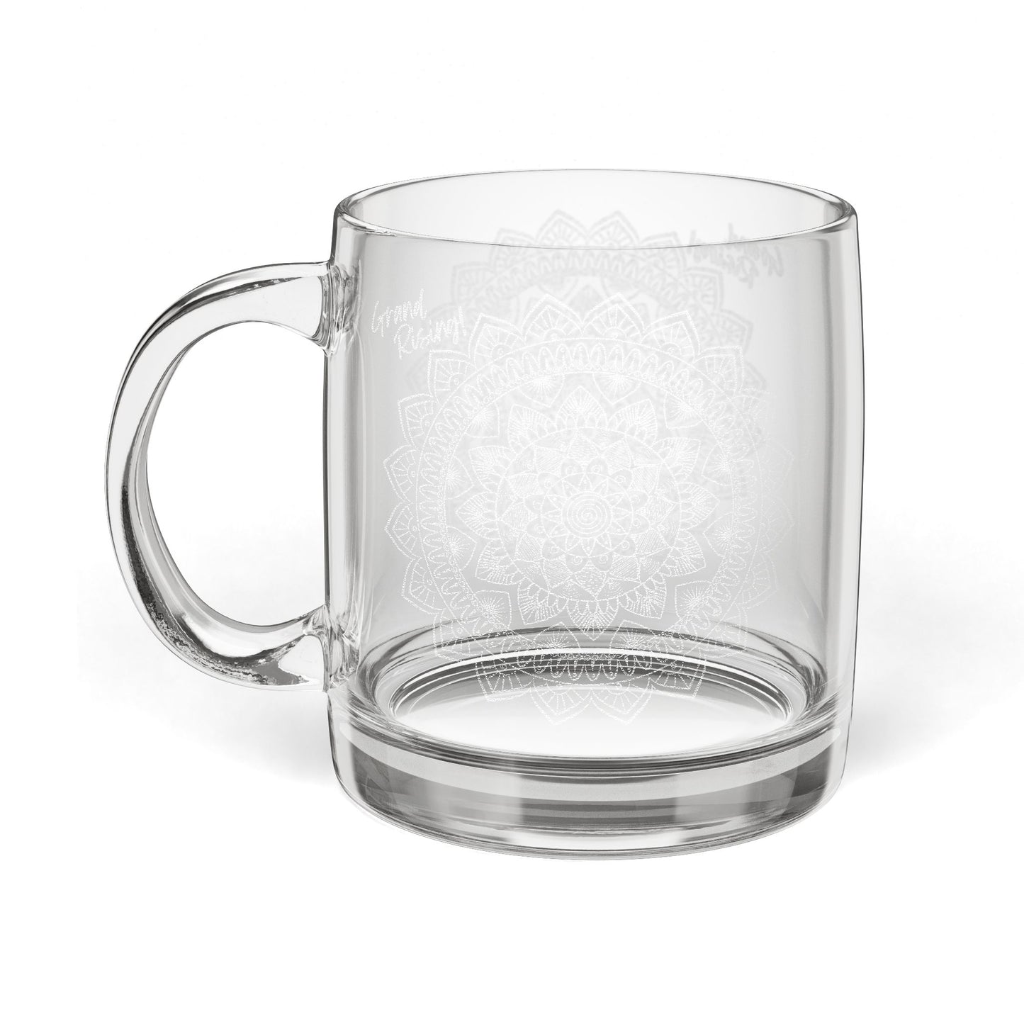 White Mandala Engraving Glass Coffee Mug