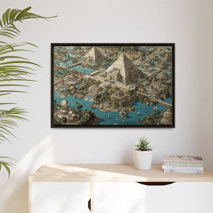 Ancient Pyramid City Matte Canvas Framed | Fantasy Landscape Wall Art
