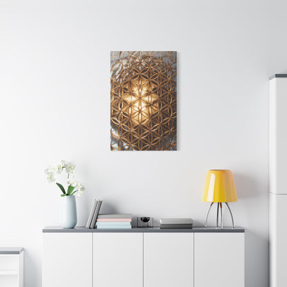Christ Conscious Golden Flower of Life Pattern Matte Canvas