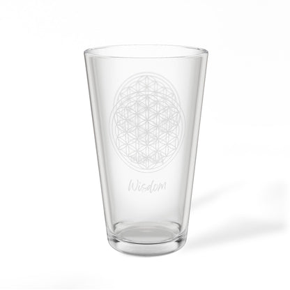Flower of Life Wisdom Pint Glass | 16oz Engraved Mixing Glass