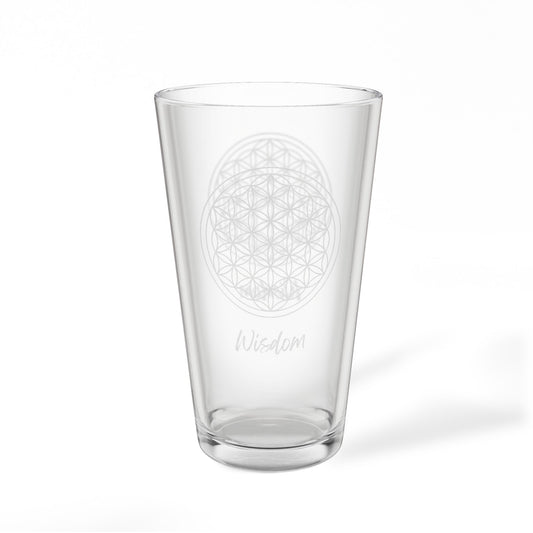 Flower of Life Wisdom Pint Glass | 16oz Engraved Mixing Glass
