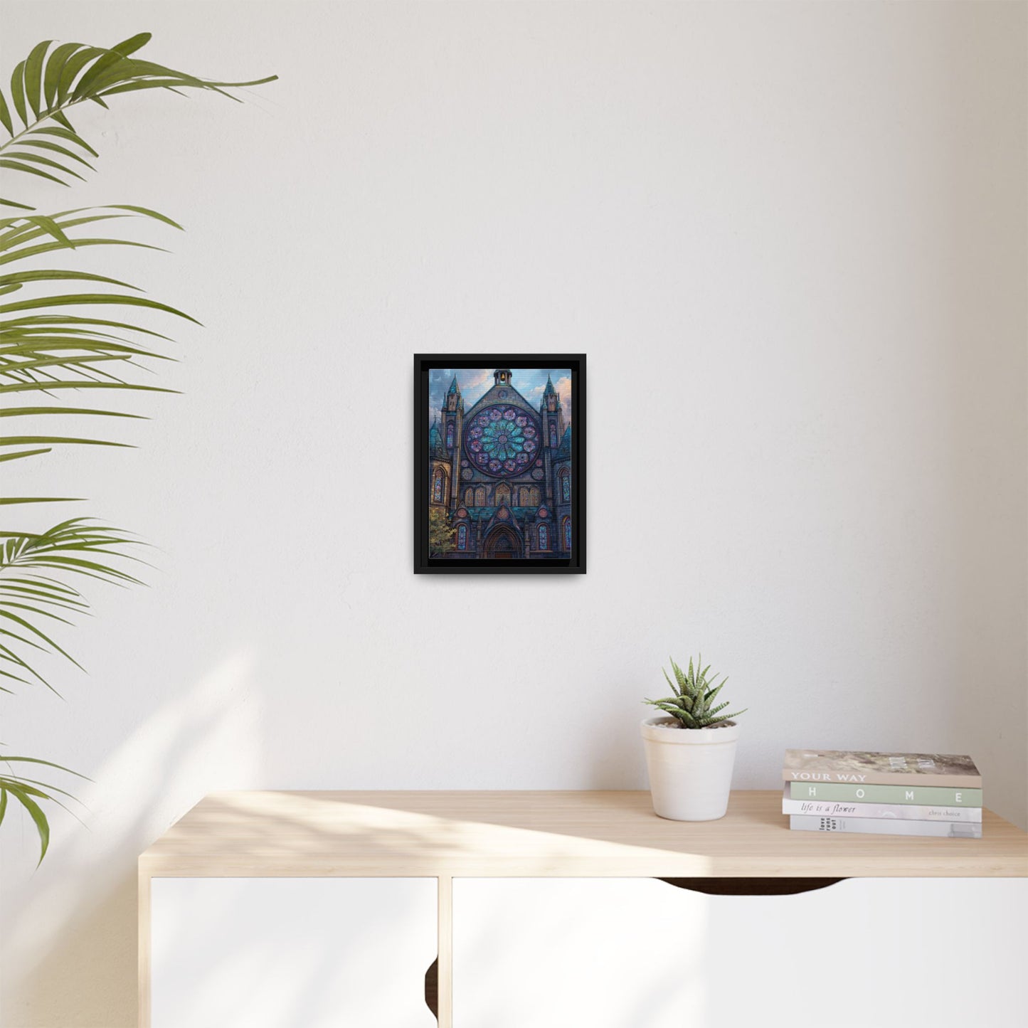 Stained Glass Healing Temple Rose Window Matte Canvas Framed