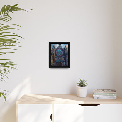 Stained Glass Healing Temple Rose Window Matte Canvas Framed