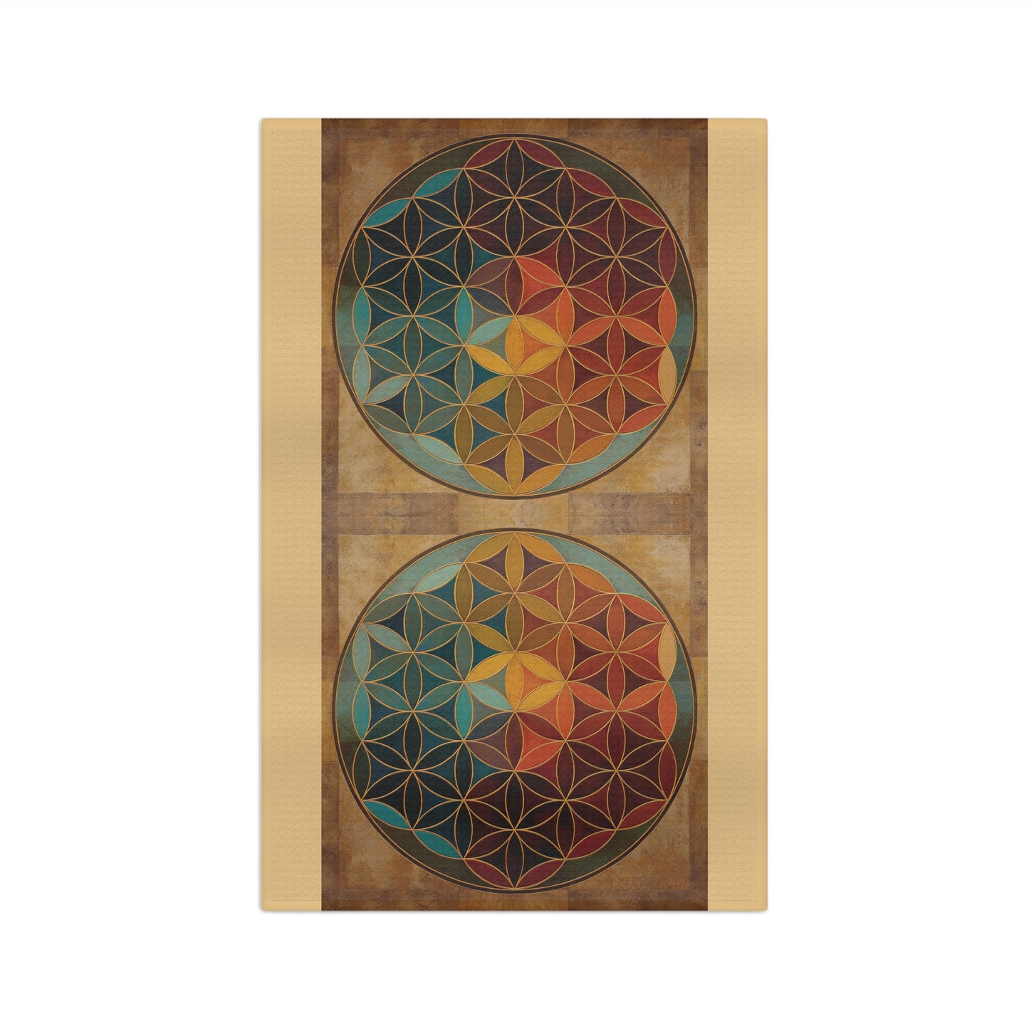 Geometric Flower of Life Circles Microfiber Dish Towel | Boho Sacred Geometry